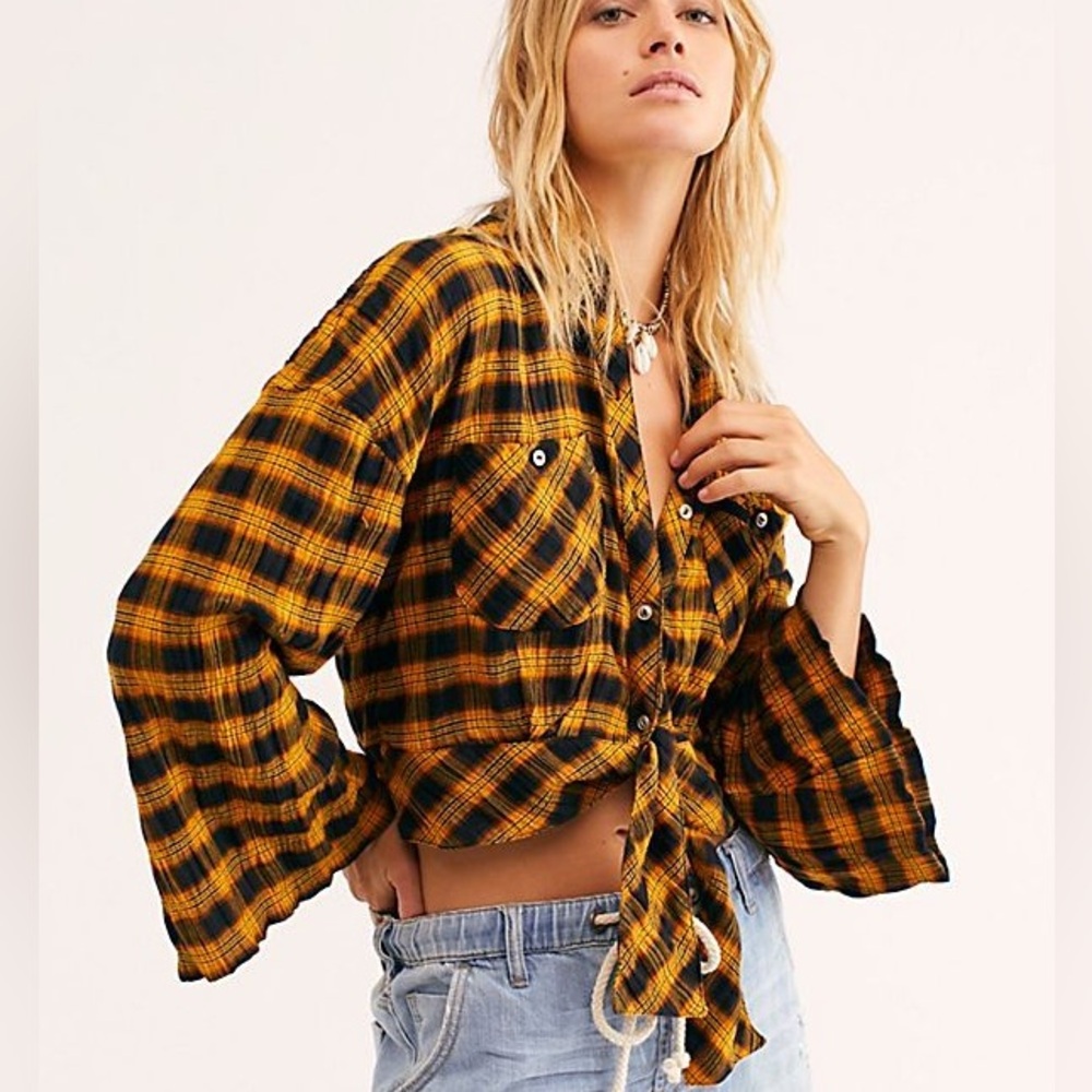 Free People We The Free Sakura Plaid Top